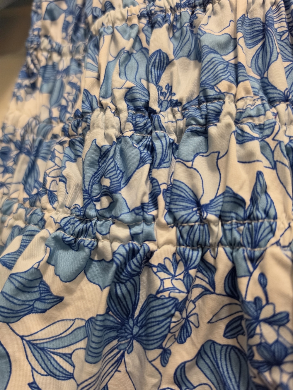GAP Blue Floral Smocked Square-Neck Top Size XXS Like New - Picture 6 of 7